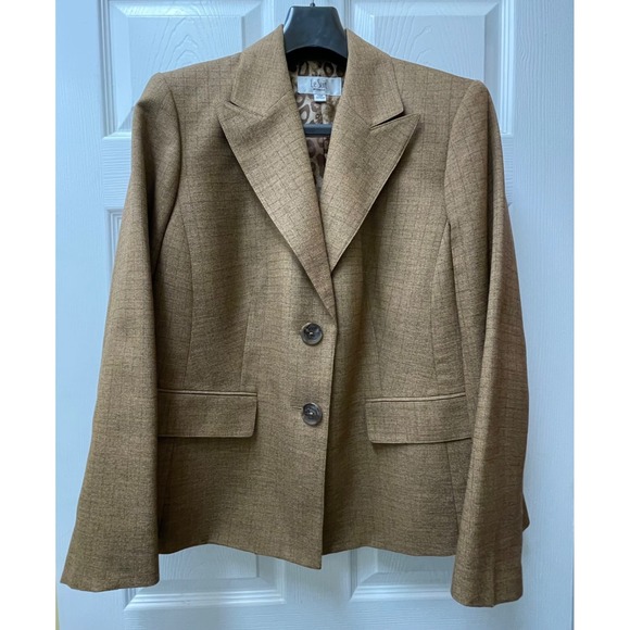 Vintage‎ Le Suit Women's Size 14W Brown Textured 2-Button Blazer - Picture 2 of 16